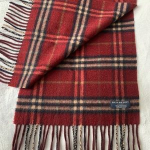Burberry check maroon 100% cashmere scarf
